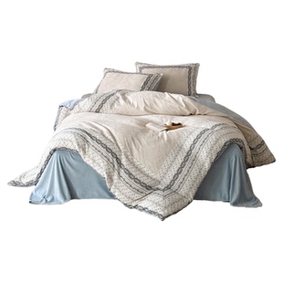 Tender| 法式复古牛奶绒棉麻四件套提花亲肤简约床笠保暖床上用品