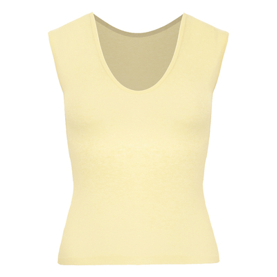 WellD 羽毛系列 深U领澳洲美利奴羊毛+天丝背心女修身宽肩带上衣