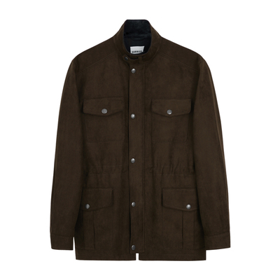 高档挺括麂皮绒面料猎装夹克外套