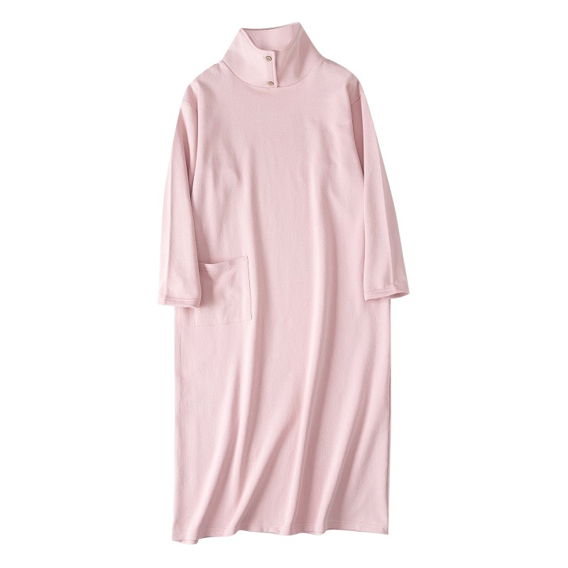家居服春秋纯棉高领护颈简约宽松