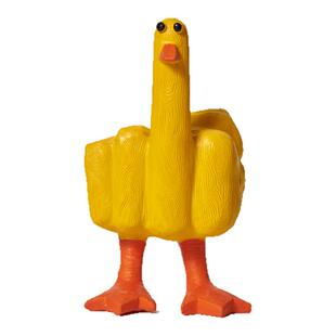 Kevin家“鸭鸭我长了个中指”竖中指鸭创意树脂桌面摆件搞怪礼物