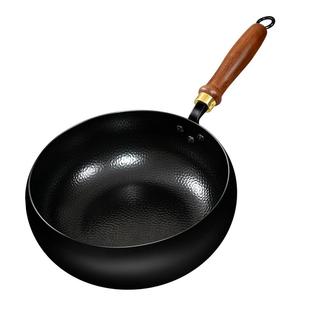 大肚锅家用炒菜精铁无涂层燃气灶用电磁炉平底炒锅健康铁锅炒菜锅