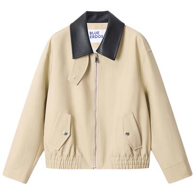 BLUE ERDOS 早春新品率性巴恩风撞色立领宽松夹克外套女