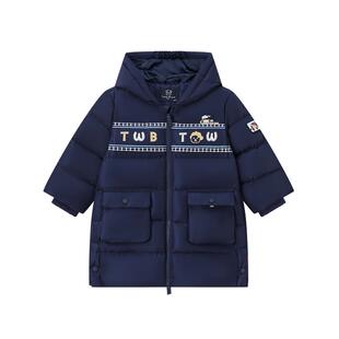 TeenieWeenie Kids小熊童装26年冬新款男宝宝中长熊耳连帽羽绒服