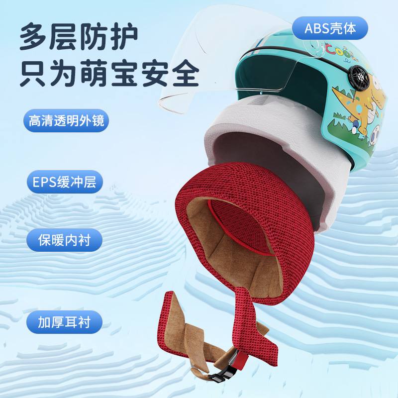 严选儿童头盔3C认证学生四季冬摩托车安全帽宝宝女孩电动男头盔
