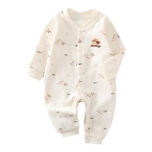 木植2025新款四季婴儿纯棉连体衣新生儿外出服爬服宝宝衣服A类