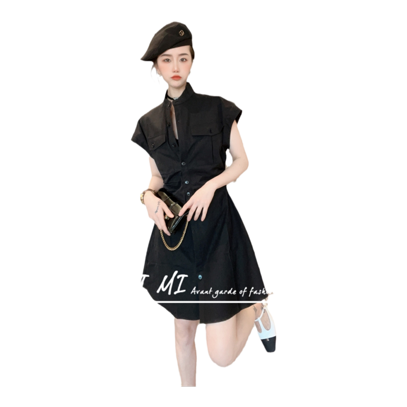 工装短袖连衣裙女2023夏季新款
