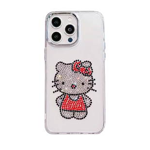 懒懒同款三丽鸥可爱凯蒂猫水钻适用iPhone16ProMax手机壳全包边苹果17软壳卡通网红14Pro保护套13/15外壳少女