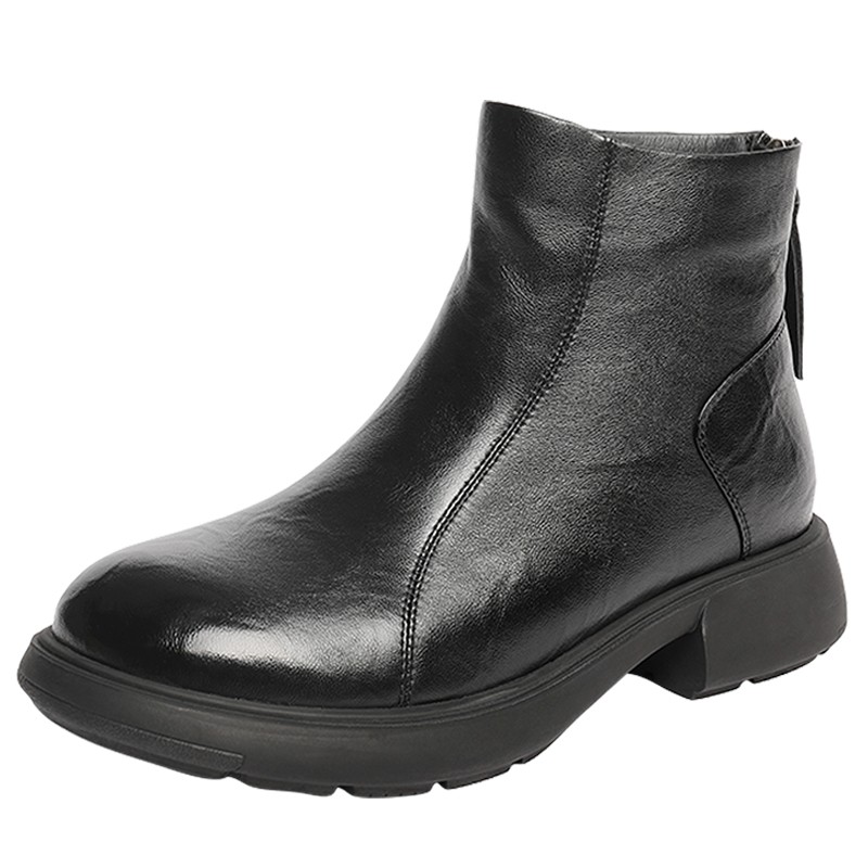 森达羊皮休闲靴女冬季新款商场同款软面瘦瘦靴短靴XRL01DD5