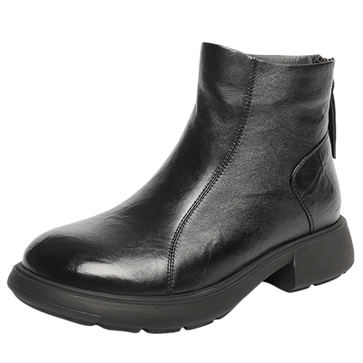 森达羊皮休闲靴女2025冬季新款商场同款软面瘦瘦靴短靴XRL01DD5