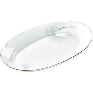 陶瓷鱼盘家用2026新款高颜值蒸鱼盘碟子大号好看的可微波装鱼盘子