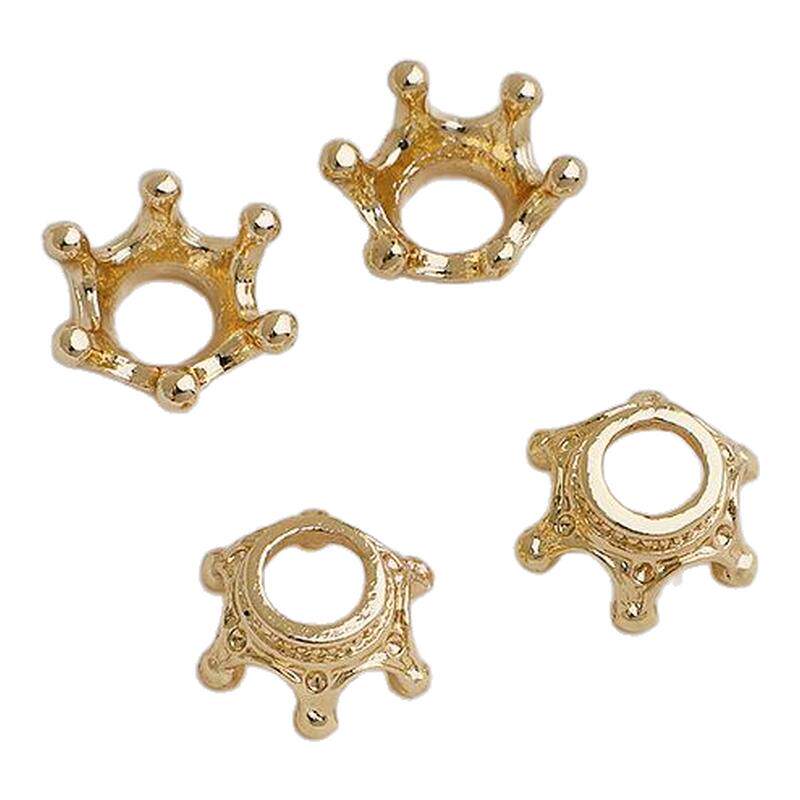 14K包金保色立体皇冠珠托 水晶珍珠王冠挂件吊坠托帽 diy手工配件