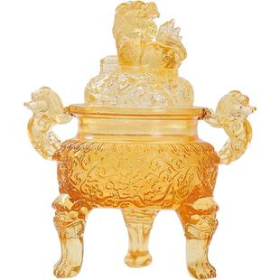 狻猊水晶琉璃祥狮盘香炉家用室内古典中式香薰炉大号创意摆件茶道