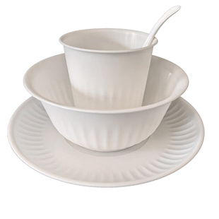 稻壳一次性餐具碗筷套装盘碟水杯勺子食品级家用野餐酒席火锅饭碗