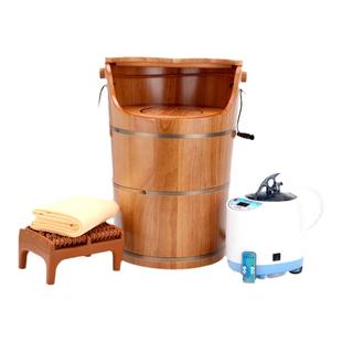 橡木泡脚桶熏蒸桶高深恒温加热过小腿家用蒸汽保温洗脚桶蒸脚木质