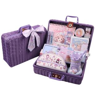 新年礼物生日暑假放假考试奖品奖励高级感礼品女生少女手账文具套装礼盒紫色女孩小学生手帐大礼包学习用品