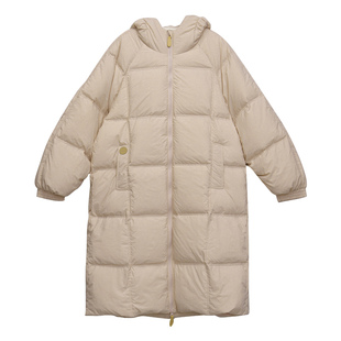 DM100大码百分百女装微胖mm冬季新款保暖连帽长款加厚羽绒服外套