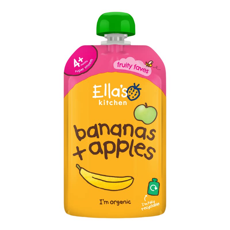 Ella's Kitchen进口英国婴幼儿有机营养苹果香蕉杂果蓉辅食120g版