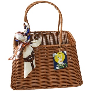 伴手礼篮收纳篮仿藤篮手提礼篮生日礼物盒伴娘礼品盒端午节包装篮