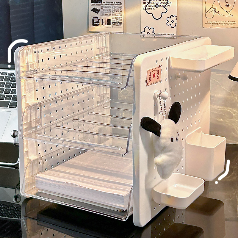 桌面收纳盒学生书桌文件整理书架桌上洞洞板置物架办公桌工位神器