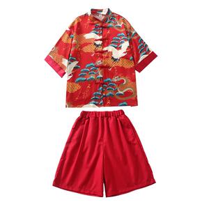 六一儿童汉服表演服中国风红色小学生国学大合唱诗朗诵啦啦队表演