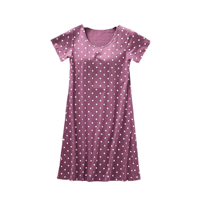 带胸垫短袖夏季宽松棉连衣睡裙