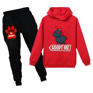 ROBLOX ADOPT ME新款游戏卡通印花图案儿童连帽卫衣套装PH1875