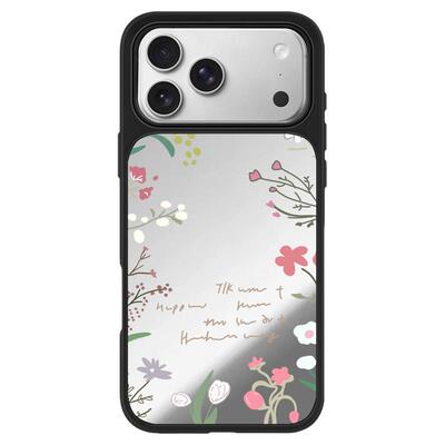 花卉带镜子MagSafe磁吸18promax手机壳16plus韩系简约风iPhone15轻奢高档华为pura90同款好看女款17Pro保护套