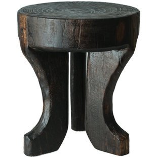 杂志款茶几边几角几三条腿木凳民宿酒店实木质木桩黑色软装复古风