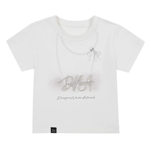 【DNA官方】珍珠短款T恤2025年夏季女款时尚潮流打底短T上衣短袖