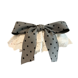 韩国少女纯欲芭蕾风波点蝴蝶结懒人弹簧夹镂空蕾丝边裙摆顶夹发夹