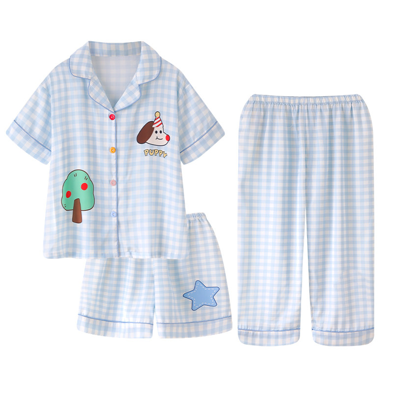 卡通可爱女孩夏季冰丝短袖家居服