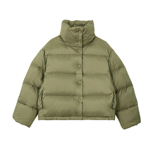 BLANK LABEL 300G充绒短款立领羽绒服女白鸭绒保暖加厚面包服外套