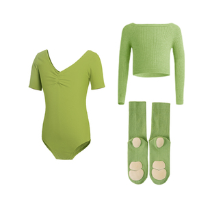 儿童舞蹈服毛衣绿色女童芭蕾舞练功服秋冬体操服中国舞跳舞衣服女