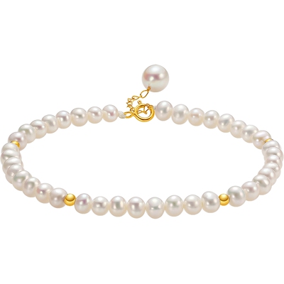 潮宏基18k金珍珠手链淡水