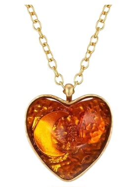 Ameistudio卢昱晓同款琥珀爱心项链女小众设计高级感复古毛衣链