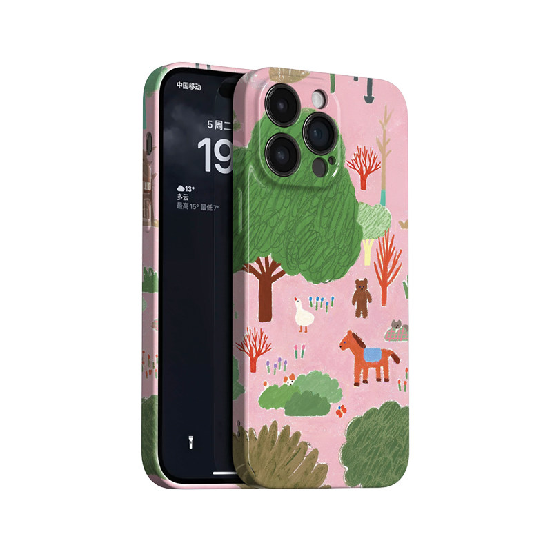 粉色农场~卡通动物涂鸦ins适用苹果17promax手机壳iphone16华为pura70小米14vivoS30小众iqoo15荣耀400一加13