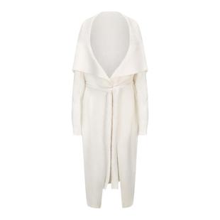 [甄选3折]NanaJacqueline明星同款兔毛针织翻领开衫女冬系带外套