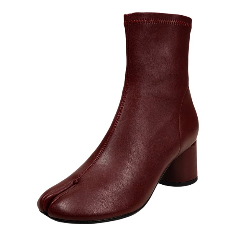 香港极简小众分趾弹力瘦瘦短靴