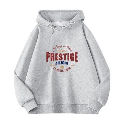 真维斯女宽松大码连帽卫衣外套