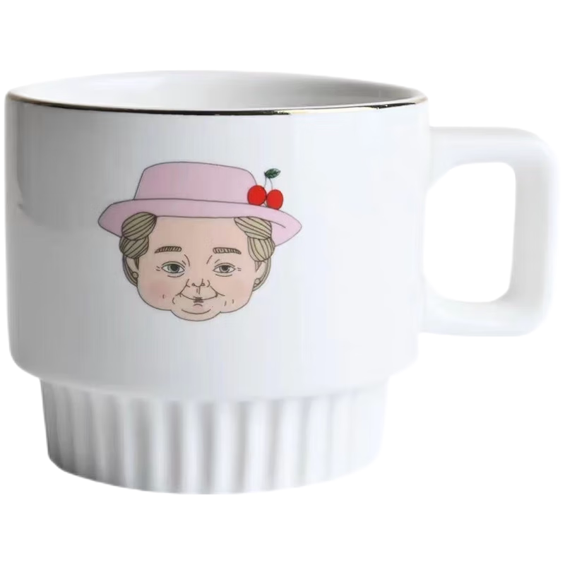 陶瓷韩国ins风阿嬷老奶奶马克杯