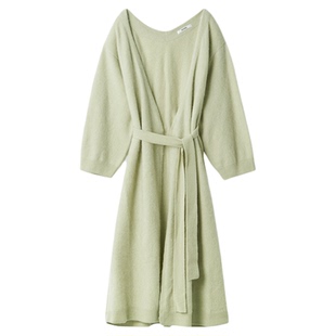 SNIDEL2025秋冬新品简约百搭羊毛长款针织开衫大衣外套SWNC255116