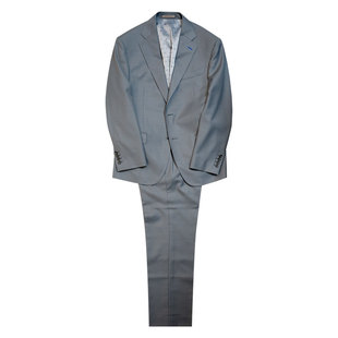 羊毛浅灰蓝色窗格戗驳领量身定做英式挺括全国免费上门张智霖西装