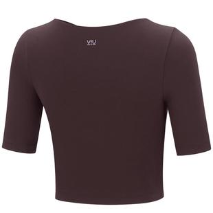 VfU裸感运动上衣短袖女普拉提健身瑜伽服固定杯带胸垫t恤春夏新款