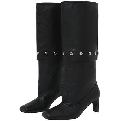 CALVINLUO可拆卸两穿粗跟长筒靴