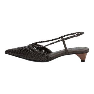 cotemp Tarelka Knit  款尖头编织鞋小猫跟凉鞋包头单鞋