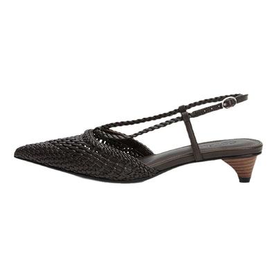 cotemp尖头手工编织鞋小猫跟