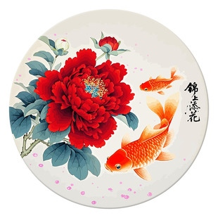 国风牡丹花卉锦鲤diy数字油画填充好寓意手工客厅摆件丙烯油彩画
