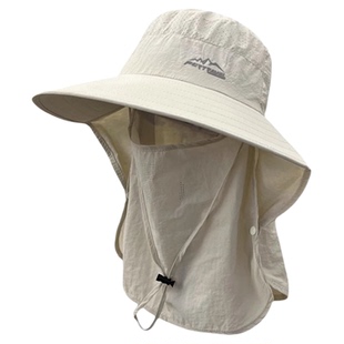 防晒面罩夏季女款遮阳帽户外登山太阳帽钓鱼护颈一体渔夫帽子