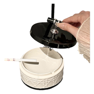 陶瓷烟灰缸带盖防飞灰客厅家用创意高端大气办公室茶几高颜值烟缸